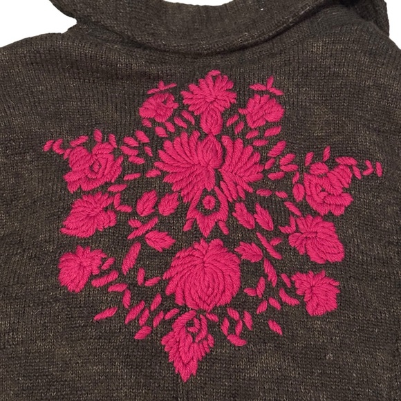 Free People Lambswool Double Breasted Coat Womens Medium Brown Geometric Pink - Picture 6 of 9